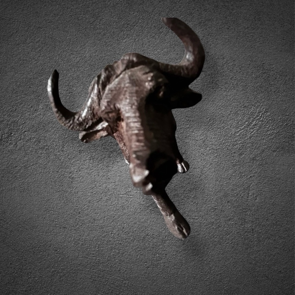 Vintage African Cape Buffalo Namibian Waxed Wood Intricate Solid Hand-Carved